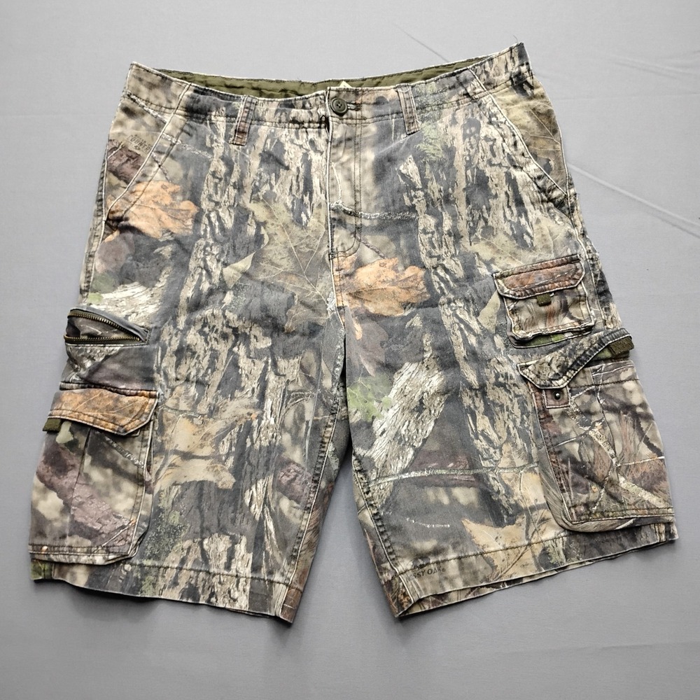 Vintage Faded Glory Mossy Oak Camo Cargo Shorts Mens 36 Camouflage